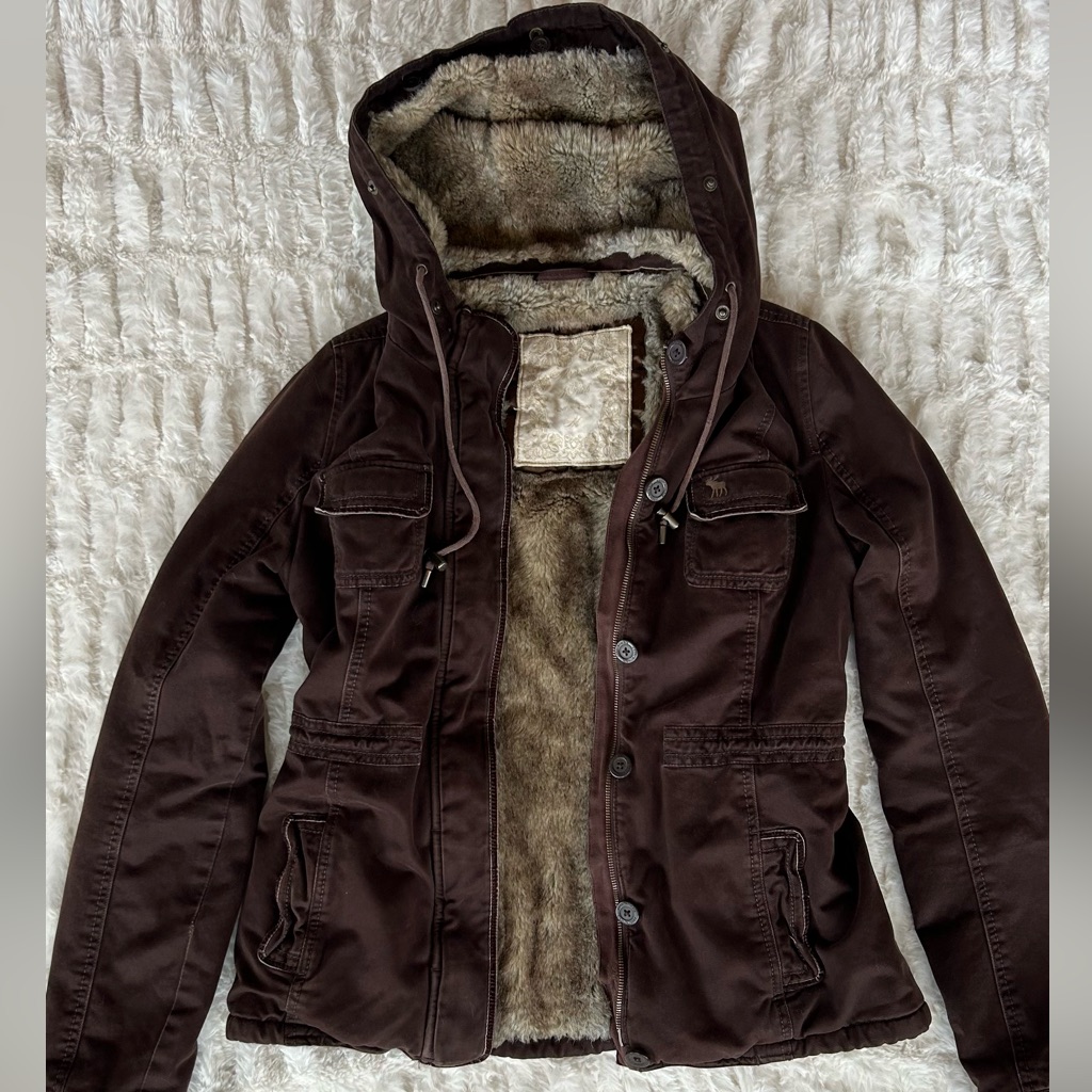 Y2k Vintage Abercrombie & Fitch Fur Lined Hooded Jacket